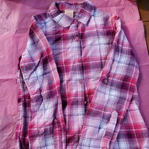 Girls Youth Long Sleeve Flannel Size Medium (7/8)